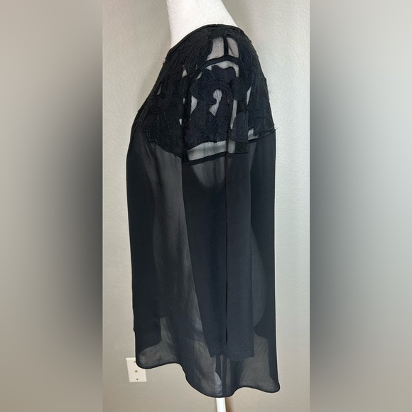 Anthropologie Vanessa Virginia Black Lace Sheer Top Size 8 Whimsygoth Witchy - Picture 5 of 10